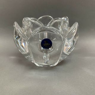 Royal Copenhagen Clear Glass Crystal Lotus Flower Bowl Candle Holder