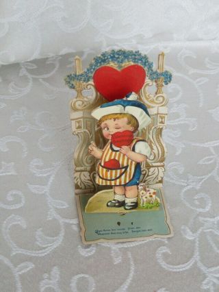 Vintage Valentine,  Fold Down,  Winking Boy With Hearts,  Germany