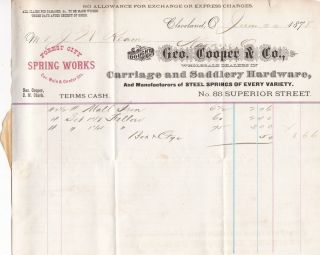 U.  S.  1878 Cleveland Geo.  Cooper & Co Saddlery,  Carriage Hardware Invoice 37494