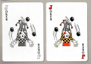 2 Real Large Single Swap Playing Cards Of Jokers.  Art - Pattern - Design