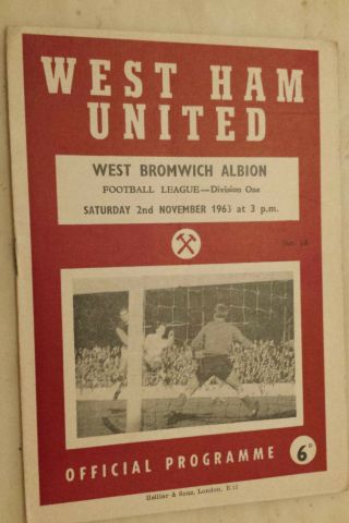 1963/64 Football League - West Ham V West Bromwich Albion - 2nd November