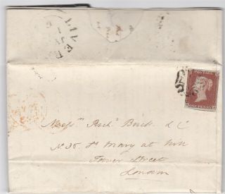 1843 Qv Liverpool Mx Maltese Cross On Letter With A Good 1d Penny Red Stamp