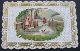 R46 - Ornate Victorian Xmas Card With Lifting Scrap And Hidden Message