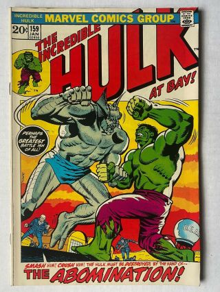 The Incredible Hulk 159 January 1973 Vintage Marvel Unread Avengers