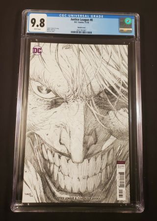 Cgc 9.  8 Justice League 8 Jim Lee Joker Sketch Variant Cover White Pages Dc