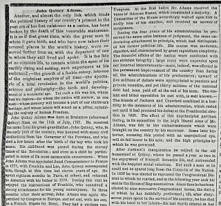 Death & Obsequies Of John Quincy Adams Multi - Page Reports 1848 Newspaper