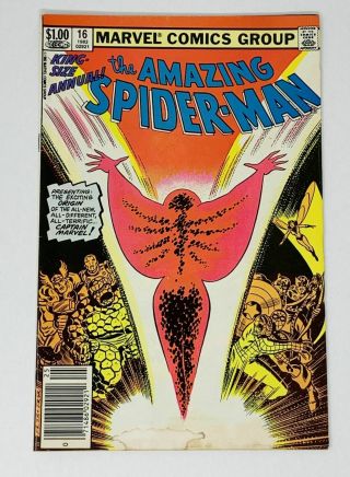 Spider - Man Annual 16,  Vg,  4.  5,  1st Appearance Captain Marvel (photon)