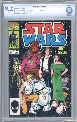 Star Wars 107 Vol 1 Cbcs 9.  2 Stunning Last Issue 1986 White Pages