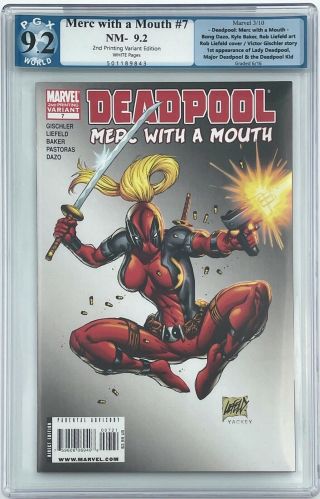 Deadpool: Merc With A Mouth 7,  2nd Print,  1st Lady Deadpool,  Pgx 9.  2 Nm (3/10)
