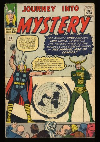 Journey Into Mystery 94 Gd/vg 3.  0 Loki Marvel Comics Thor