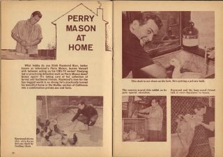 1960 Tv Article Perry Mason At Home Raymond Burr Malibu Home With His Animals