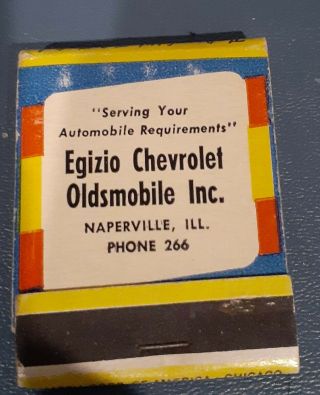 1958 Chevrolet Dealer Matchbook 20 Strike Egizio Chevrolet - Olds Naperville Ill.