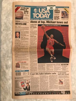Michael Jordan Bows Out Usa Today1999 Chicago Bulls