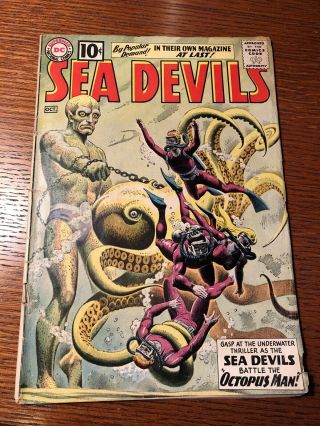 Sea Devils 1 Russ Heath Octopus Man 1961 Dc Silver Age Sci - Fi Grey Tone Cover