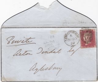 1859 Qv London Sw Part Mourning Cover With A 1d Red Stamp Sent To Aylesbury
