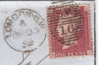 1859 QV LONDON SW PART MOURNING COVER WITH A 1d RED STAMP SENT TO AYLESBURY 2