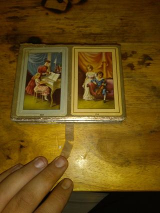 Vintage Double Deck Playing Cards - Victorian Scenes W/ Children 