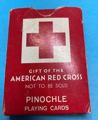 Vintage Wwii American Red Cross Pinochle Playing Cards Gift To Military