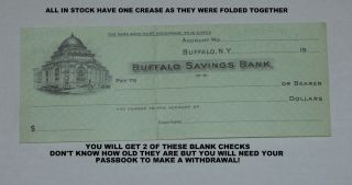 Buffalo Savings Bank Check Un -,  Buffalo Ny Set Of 2