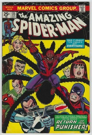 Spider - Man 135 (1974,  Marvel) 2nd App Punisher,  Conway,  Romita,  Vg,  /f