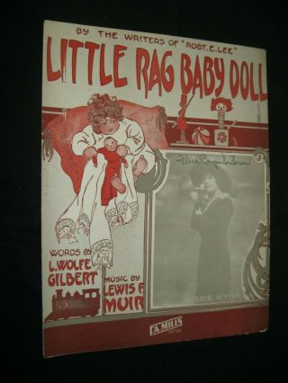 Vintage Sheet Music 1913 Little Rag Baby Doll By Lewis F Muir Jack R