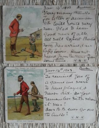 Two Vintage Postcards " The Game Of Golf " - Your Honour & Royal And Ancient1903