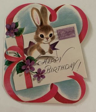 Vintage Easter Greeting Card Bunny Rust Craft M.  Cooper?