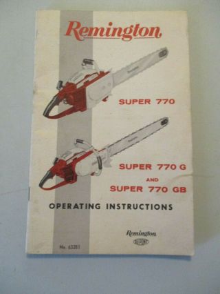 Vtg 1963 Remington Dupont Chainsaw 770 770g 770gb Operating Instructions