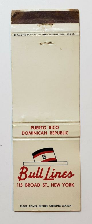 Vintage Matchbook Cover / Bull Lines / Puerto Rico 1950 