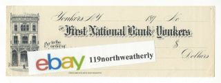 Vtg 1800s First National Bank Of Yonkers Ny York Blank Check Macy & Co.