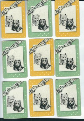 2 Vintage Scottish And West Highland Terrier Dog Playing Cards Decks No Jokers