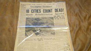 California Earthquake - Los Angeles Examiner March 12,  1933