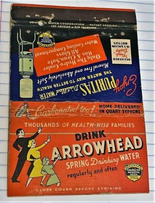 Vintage Billboard Matchbook Cover - Arrowhead Spring Water - Los Angeles