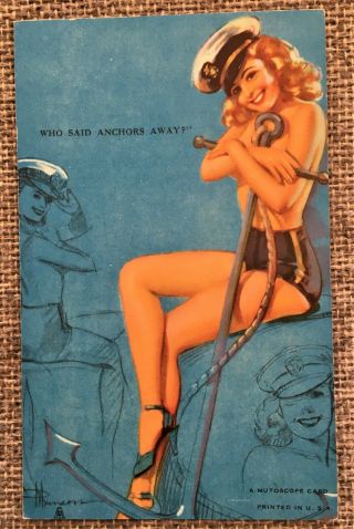 Vintage K O Munson Mutoscope Pinup Card " Anchors Away " Brown & Bigelow