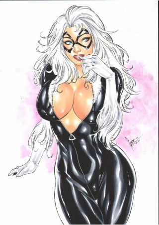 Black Cat Sexy Ink Pinup Art Comic Page By Leo Oliveira