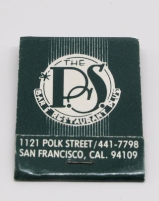 The P.  S.  Bar & Restaurant Plus Gay San Francisco 1121 Polk St Full Matchbook