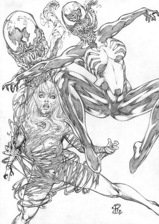 Gwen Stacy & Venom Sexy Pencil Pinup Art - Comic Page Renato Camilo Rc