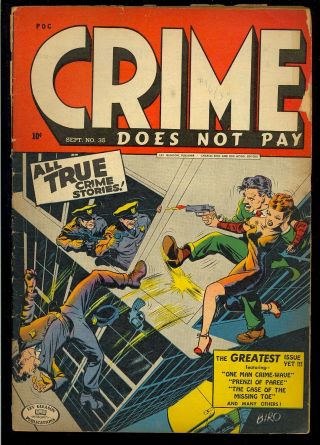 Crime Does Not Pay 35 Owner Golden Age Lev Gleason 1944 Gd - Vg