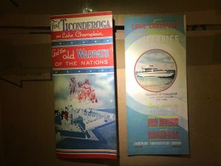 1930’s Lake Champlain Streamline Ferries Ny & Fort Ticonderoga Brochures & Maps