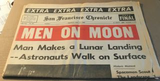 Man On Moon Newspaper San Francisco Chronicle July 21,  1969