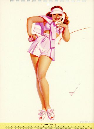 12 " X 8 3/4 " Vintage May 1947 Pin Up Calendar Page By George Petty