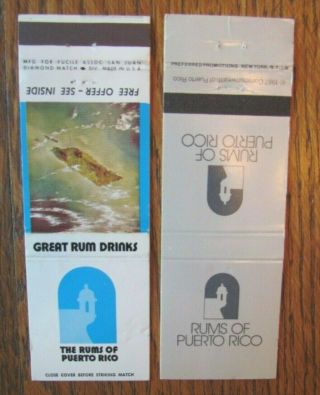 Alcohol: Rums Of Puerto Rico (2 Different Matchbook Matchcovers) - F1