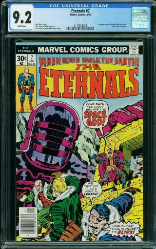 Eternals 7 Cgc 9.  2 White Page Centered Glossy 1st App Of Jermiah 1st Tefral A9