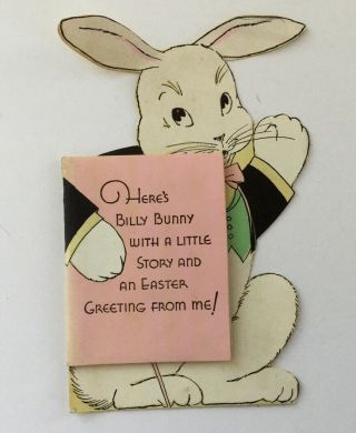 Vintage Rust Craft Billy Bunny Easter Card - With Peter Rabbit Storybook - 1920 - 30?