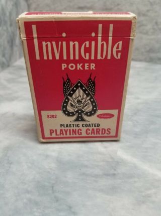 Western Publishing Red Invincible Poker Playing Cards Deck 8202 Plastic Coated