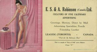 Vintage E.  S.  & A.  Robinson Ltd (canada) Sexy Ink Blotter C1940 