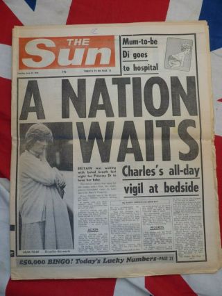 Vintage 1982 Newspaper Princess Diana Pregnant Burt Reynolds Chris Evert