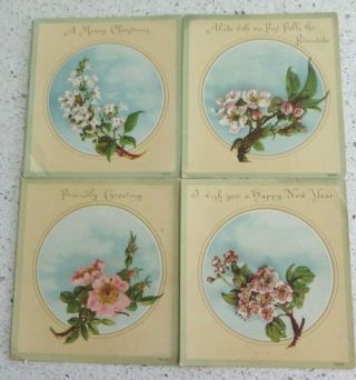 4 X Pretty Victorian Christmas Greetings Cards Blossom 1 X Religious