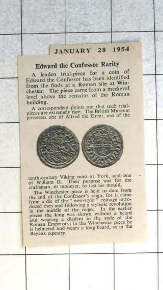1954 Rare Edward The Confessor Coin Found Winchester Roman Building