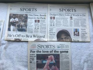 Los Angeles Times & Daily Bulletin September 26 - Michael Jordan Becomes A Wizard